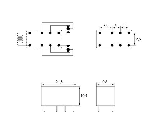 RELE TIPO R2 6VCC. 2CTOS. 0,5A. (30227006)