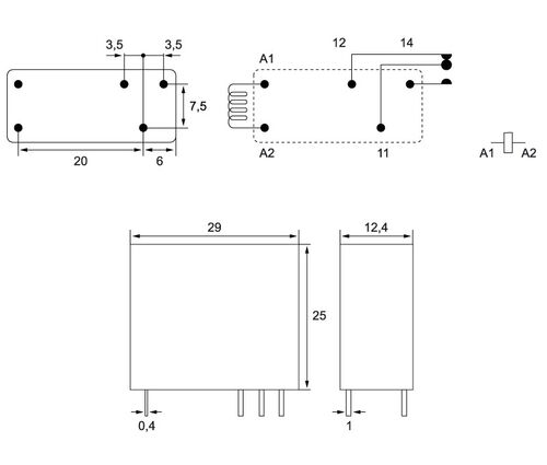 RELE TIPO Z 9V CA 1CTO/6A.(40318009)