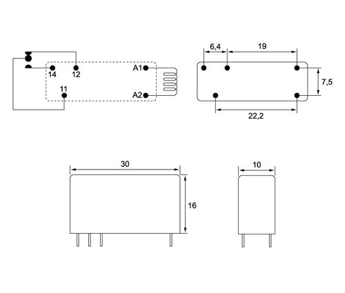 RELE TIPO H 5VCC 1 CTO. 10A. (43417005)