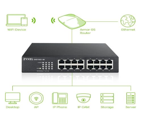 SWITCH ZYXEL GS1100-16P GIGABIT