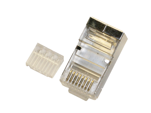 CONECTOR TELEFÓNICO MODULAR MACHO RJ45 (8P8C) BLINDADO CAT6.