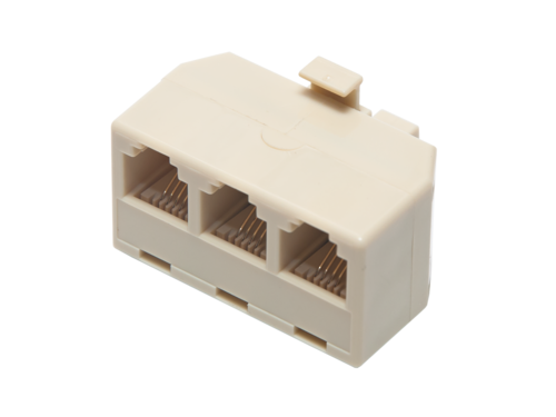 ADAPTADOR MODULAR MACHO A 3 HEMBRAS RJ11 (6P4C)