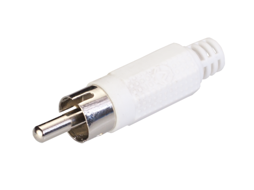 CONECTOR RCA MACHO AUDIO. PLÁSTICO BLANCO