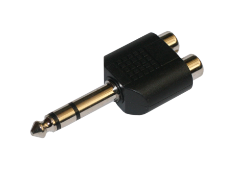 ADAPTADOR JACK MACHO 6.3MM ESTÉREO A 2 RCA HEMBRAS