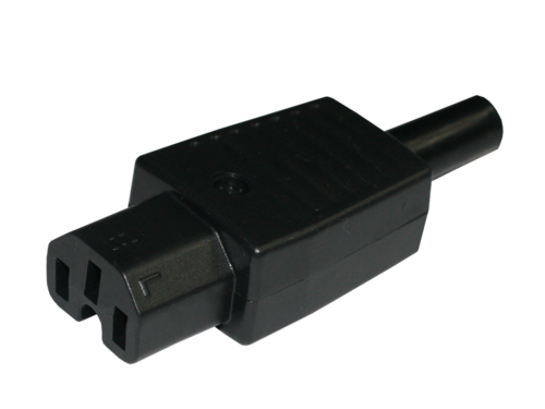 CONECTOR RED IEC320/CEE22 HEMBRA AÉREA CON RANURA 10A/250V TIPO C15. DESMONTABLE